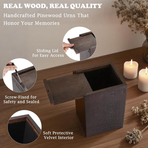 Abooxiu Cremation Urns for Human Ashes Adult Male Female, Wooden Tree of Life Medium Keepsake Urns for Ashes, Burial Funeral Memorial Decorative Urns for Men Women Pets Dog Urn- Up to 200 lbs