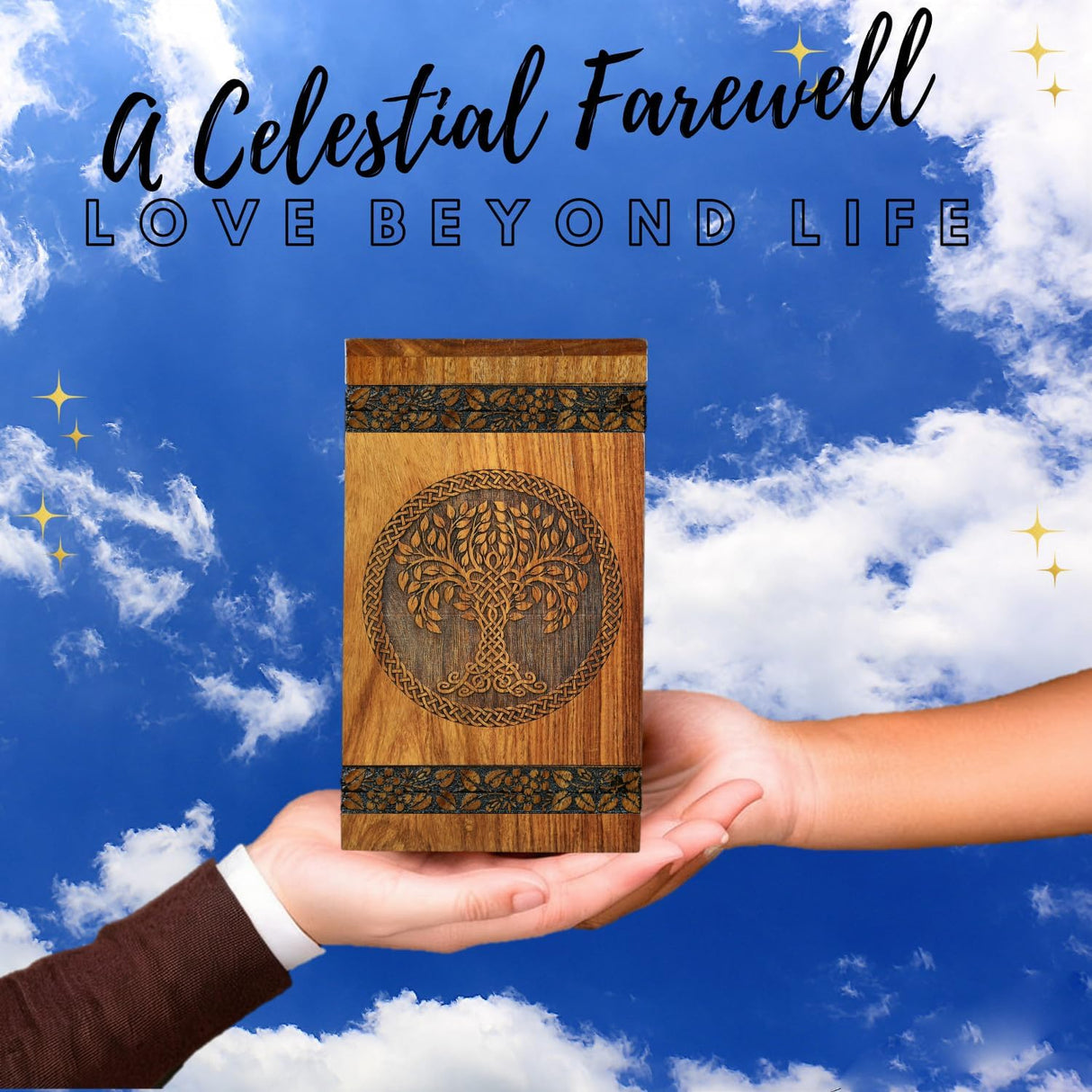 Wooden Cremation Urn for Ashes - Tree of Life Urns, Elegant Funeral and Memorial Urn for Adults, Children, Pets, and Loved Ones, Keepsake Urns for Smaller Remembrances (Medium 180 Cubic inches)