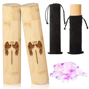 Bamboo Scattering Urns for Human Ashes,Eco Friendly Biodegradable Urn for Human Ashes,9''x2'' Small Scattering Tubes for Human Adult Ashes (Set of 4,Angel Wings Pattern)