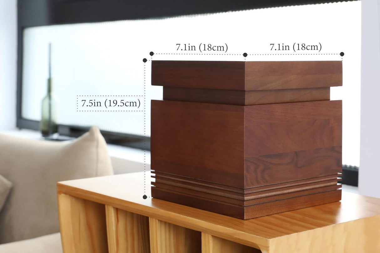 Handcrafted Walnut Wooden Urn for Human Ashes Adult, Walnut Wooden Decorative Urn for Adult Ashes Male & Female, Up to 220 Lbs