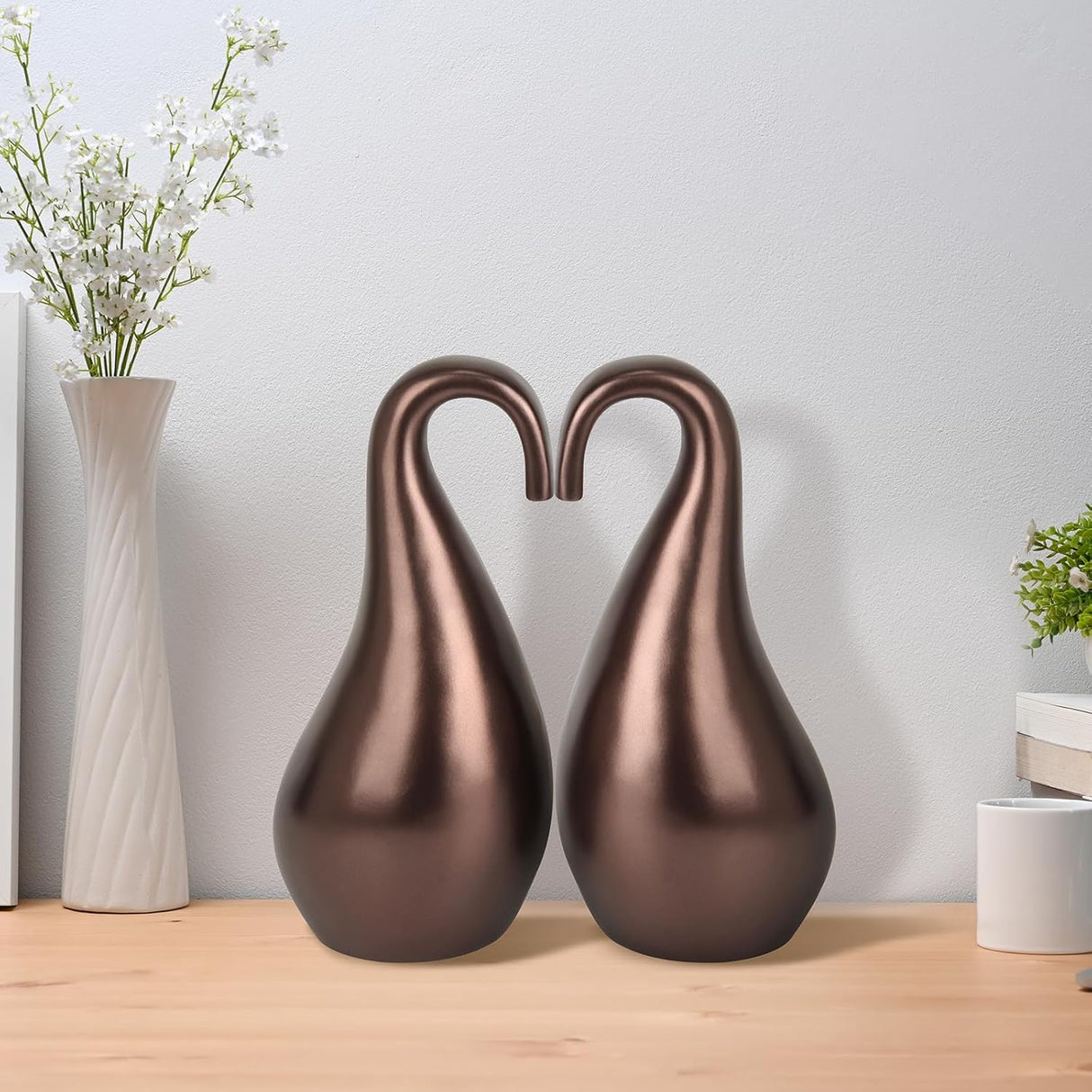 Double Urns for Human Ashes Adult Male Female,Companion Urns for Husband and Wife Together,Shape of Swan and Heart Urn for Human Ashes Adult Women Man (420 Cu/in Total)