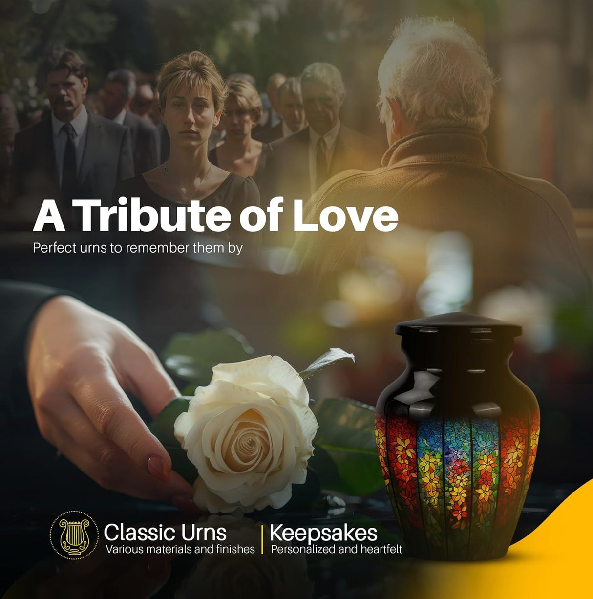 Yatskia Stained Glass Urns for Human Ashes Male & Female, Urn for Ashes Adult Male, (Pack of 1, 3 Inch)