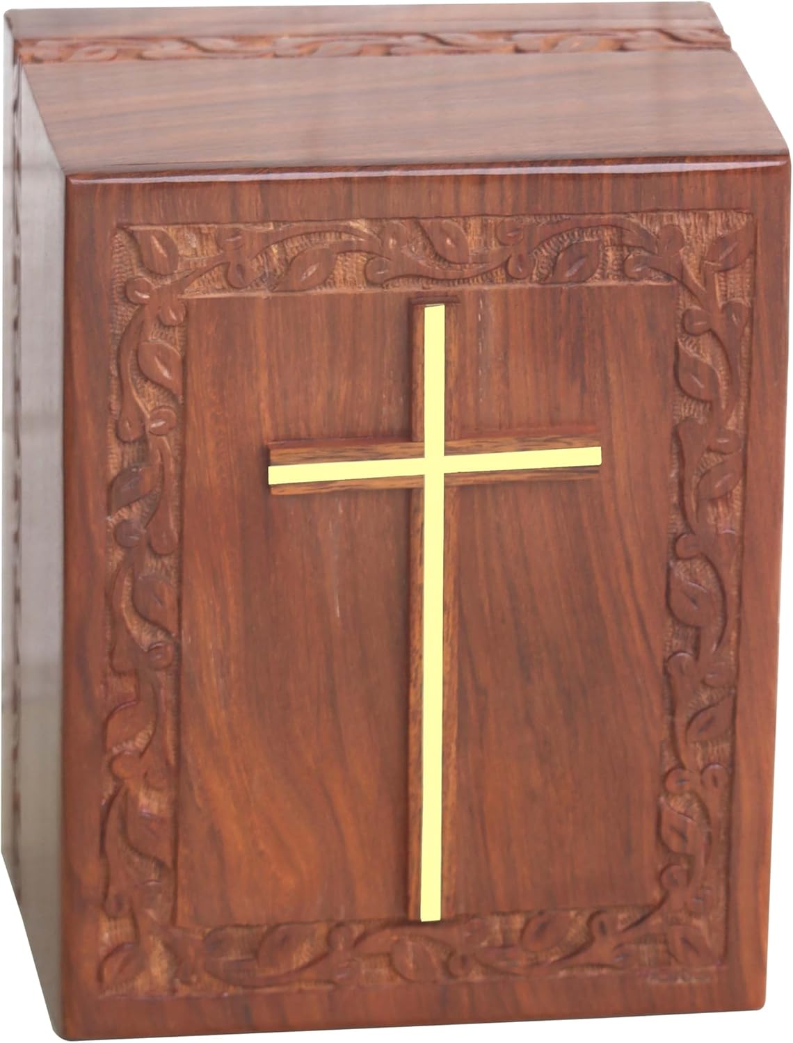 Rosewood Handmade Urn Box for Large Ashes - 280 Cubic Inches with Bottom Opening System