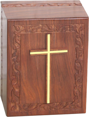 Rosewood Handmade Urn Box for Large Ashes - 280 Cubic Inches with Bottom Opening System