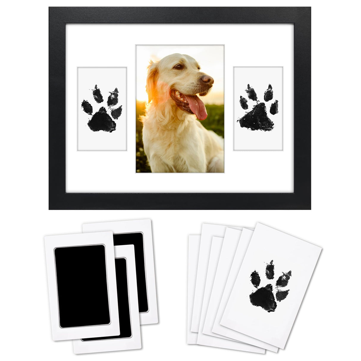 Americanflat Memorial Picture Frame with Shatter-Resistant Glass - Use as 4x6 Picture Frame with 3 Interchangeable Mats or Display 8x8 Photos without Mat - Signature Collection - Funeral Gifts - Black
