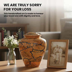 Wooden Cremation Urn for Human Ashes – Blue Epoxy Resin Adult Urn Jar, Decorative Memorial Urn for Men or Women – Funeral Burial Urn, (Medium 100 Cu/in)