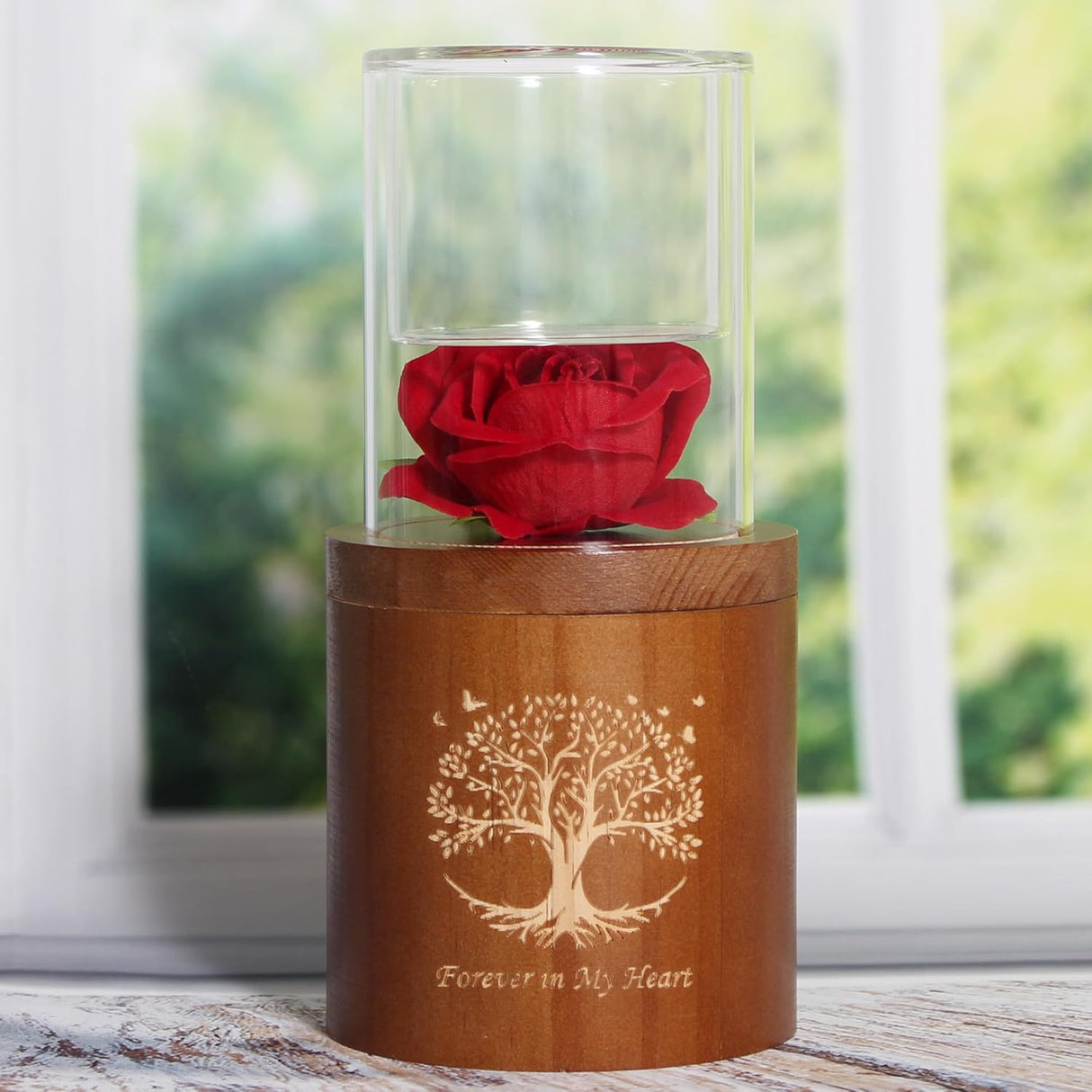 Plant Urn Wooden Tree of Life Urns with Candelabra Or Glass Planter,Small Urns for Human Ashes Keepsake,Memorial Keepsake Urn for Human Ashes,Small Cremation Earn for Adult Male Female
