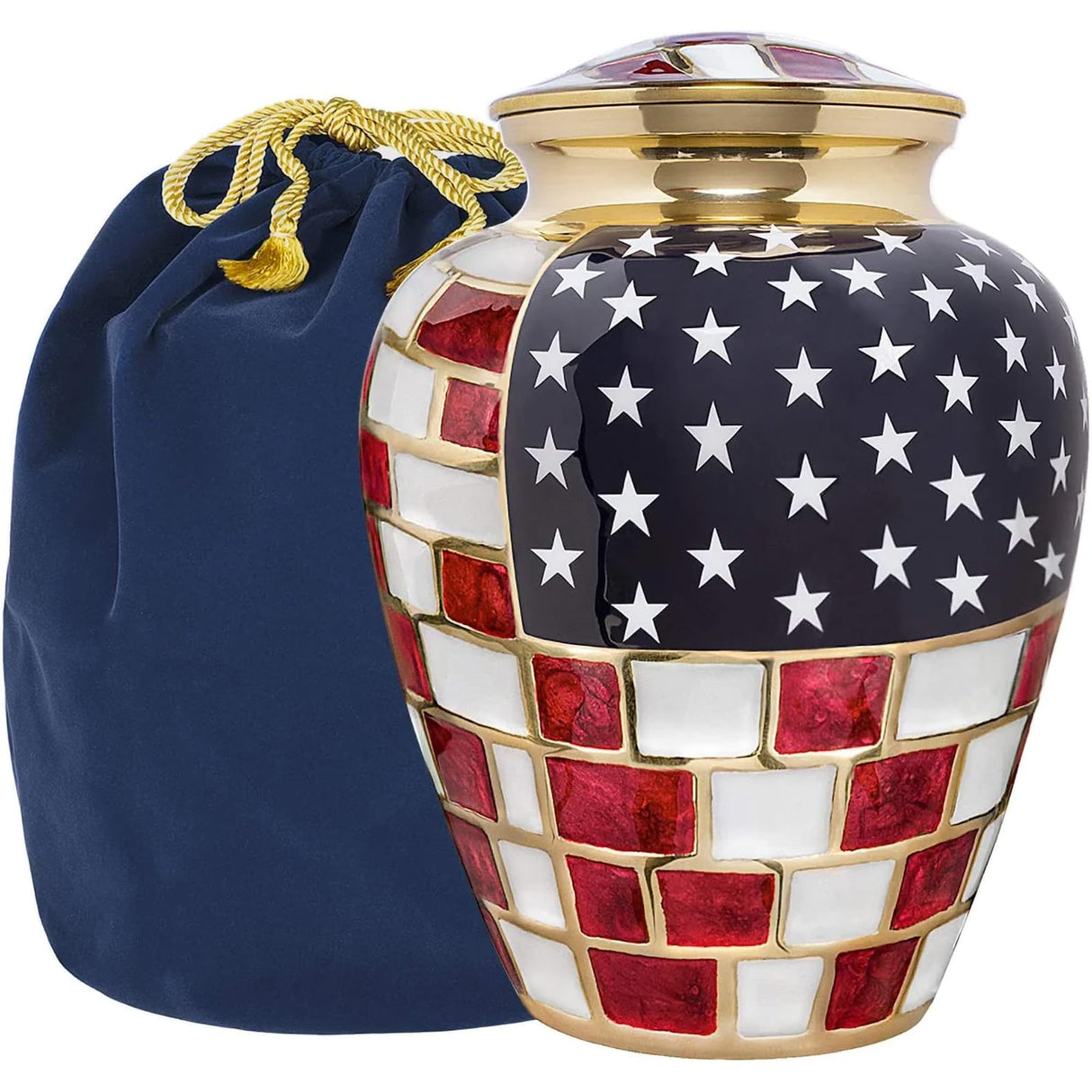 Trupoint Memorials Cremation Urns for Human Ashes, Military and Patriotic Decorative Burial Urn for Veteran Adult Men and Women, Large Blue