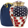 Trupoint Memorials Cremation Urns for Human Ashes, Military and Patriotic Decorative Burial Urn for Veteran Adult Men and Women, Large Blue