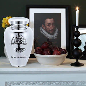 Imrsanl Cremation Urn for Human Ashes Burial Memorial Large Urns for Adult Male Female, Stainless Steel Engraved Butterfly Funeral Decorative Urns Keepsake for Women Men, 220 lbs (Silver-Tree of Life)