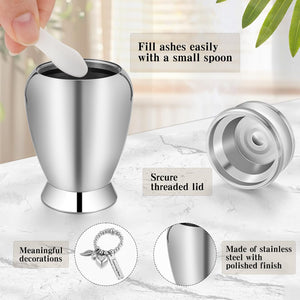 Small Urns for Human Ashes Keepsake Mini Cremation Urns for Loss of Loved One Stainless Steel Keepsake Urn for Ashes Compact Memorial Container