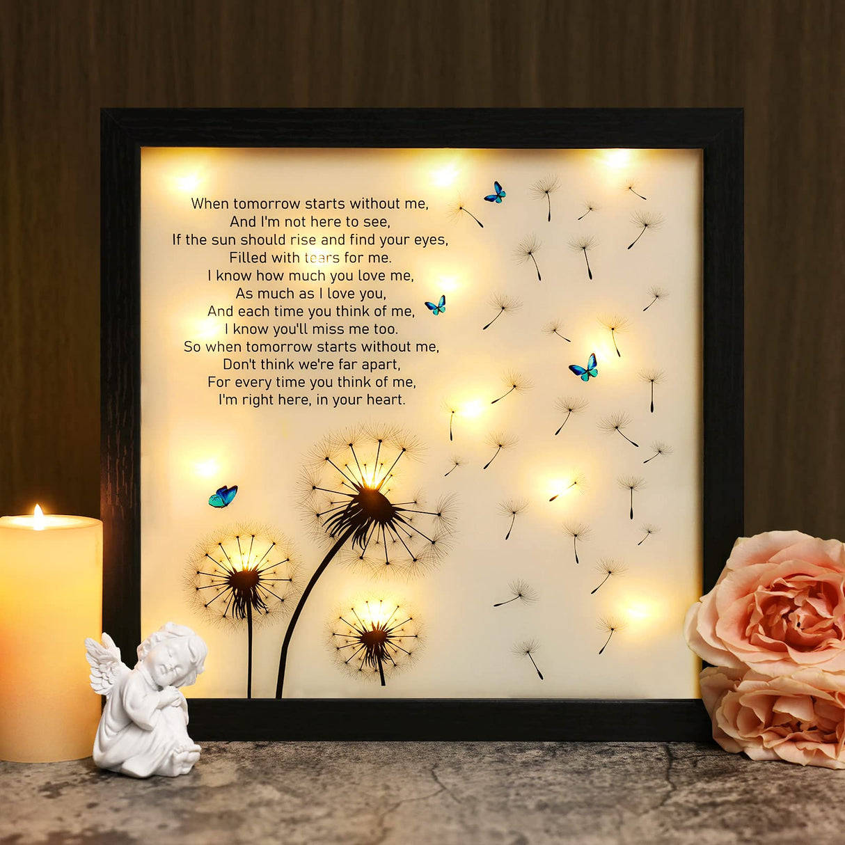 LED Shadow Box 4x6 - Memorial Picture Frame for Loss of Mother, Father, Loved One - Bereavement Gift