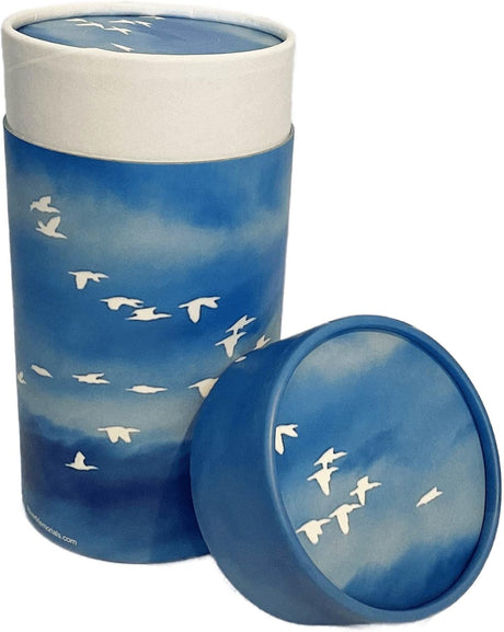 Scattering Tube, Biodegradable Cremation Urn for Ashes, Humans & Pets Sized Cremation Urn, 8'' x 4'' (Medium) (2), Blue (ST002)