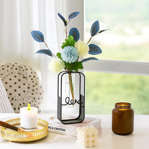 Plant Urn with Hydroponics Glass Vase, Small Urns for Human Ashes Keepsake, Memorial Keepsake Urn for Human Ashes, Mini Urns Small Urn for Ashes, Black