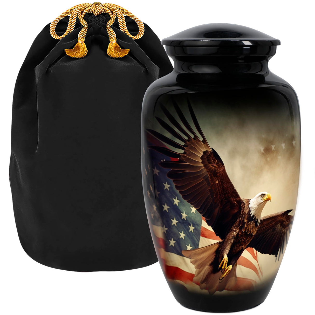 Trupoint Memorials Cremation Urns for Human Ashes, Military and Patriotic Decorative Burial Urn for Veteran Adult Men and Women, Large Blue