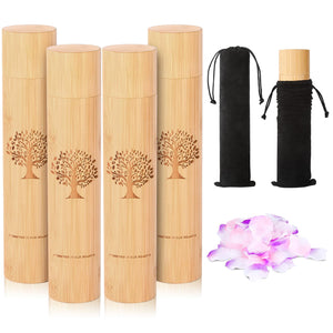 Bamboo Scattering Urns for Human Ashes,Eco Friendly Biodegradable Urn for Human Ashes,9''x2'' Small Scattering Tubes for Human Adult Ashes (Set of 4,Angel Wings Pattern)