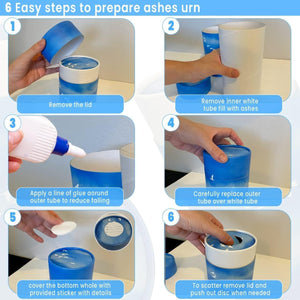 Scattering Tube, Biodegradable Cremation Urn for Ashes, Humans & Pets Sized Cremation Urn, 8'' x 4'' (Medium) (2), Blue (ST002)