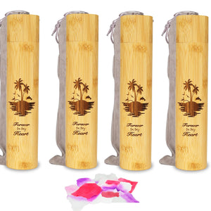 Set of 4 Small Bamboo Scattering Urn Tube for Human Ashes, ECO & Biodegradable Friendly Mini Bamboo Spreading Cremation Tube Urn for Adult Male Female Ashes