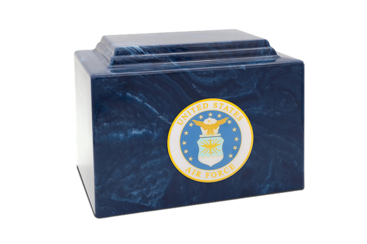 Military Marble Urn for Ashes – Military Army Design - Army Black - Extra Large - Cultured Marble Cremation Urn for Veterans – Durable, Engravable