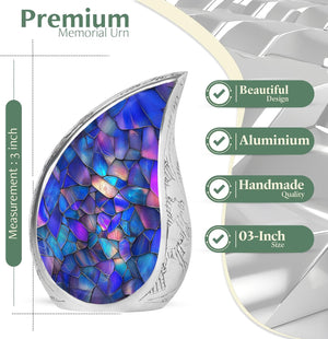 Yatskia Stained Glass Mini Urns for Human Ashes, Small Urn for Ashes Adult Male, (Pack of 1, 3 Inch)