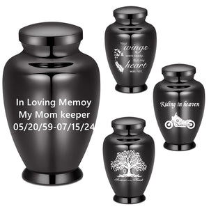 shajwo Large Cremation Urn for Ashes Human Adult Female Male Angel Wings Stainless Steel Urn for Human Ashes for Women Men Memorial Burial Funeral Decorative Urns for Ashes Keepsake Up to 220 IBS