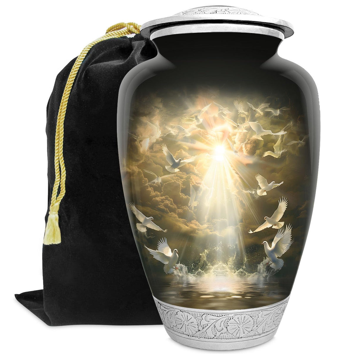 American US Flag Patriotic Eagle Urn for Human Ashes | Large Handcrafted Funeral Memorial | Decorative Cremation Urn for Women and Men