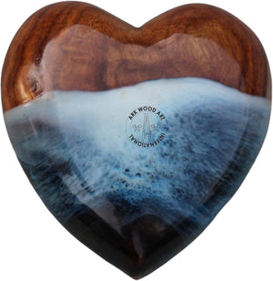 Ocean-Inspired Epoxy Resin Wooden Heart Urn Keepsake Urn for Human & Pet Ashes, Brown, Heart Pattern, 4x4x2 Inches, 6 Cubic Inches, Handcrafted Rosewood & Resin