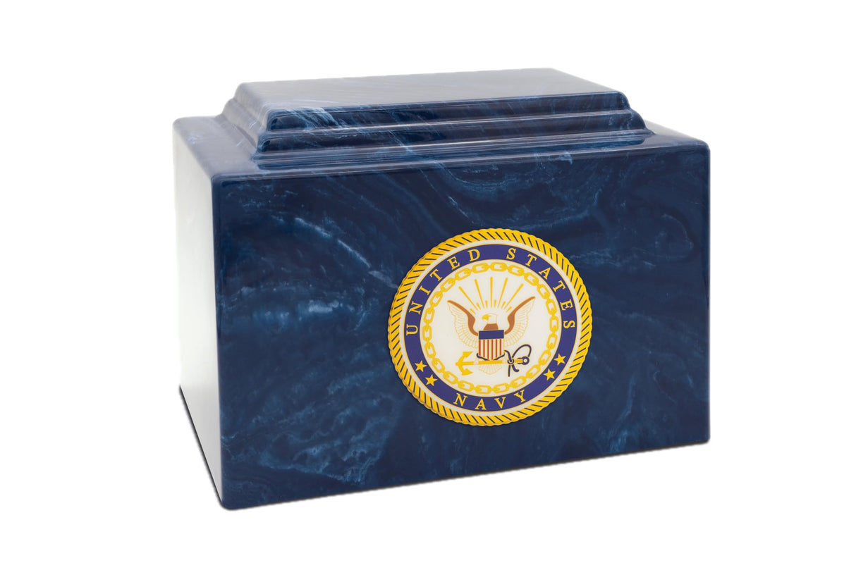 Military Marble Urn for Ashes – Military Army Design - Army Black - Extra Large - Cultured Marble Cremation Urn for Veterans – Durable, Engravable