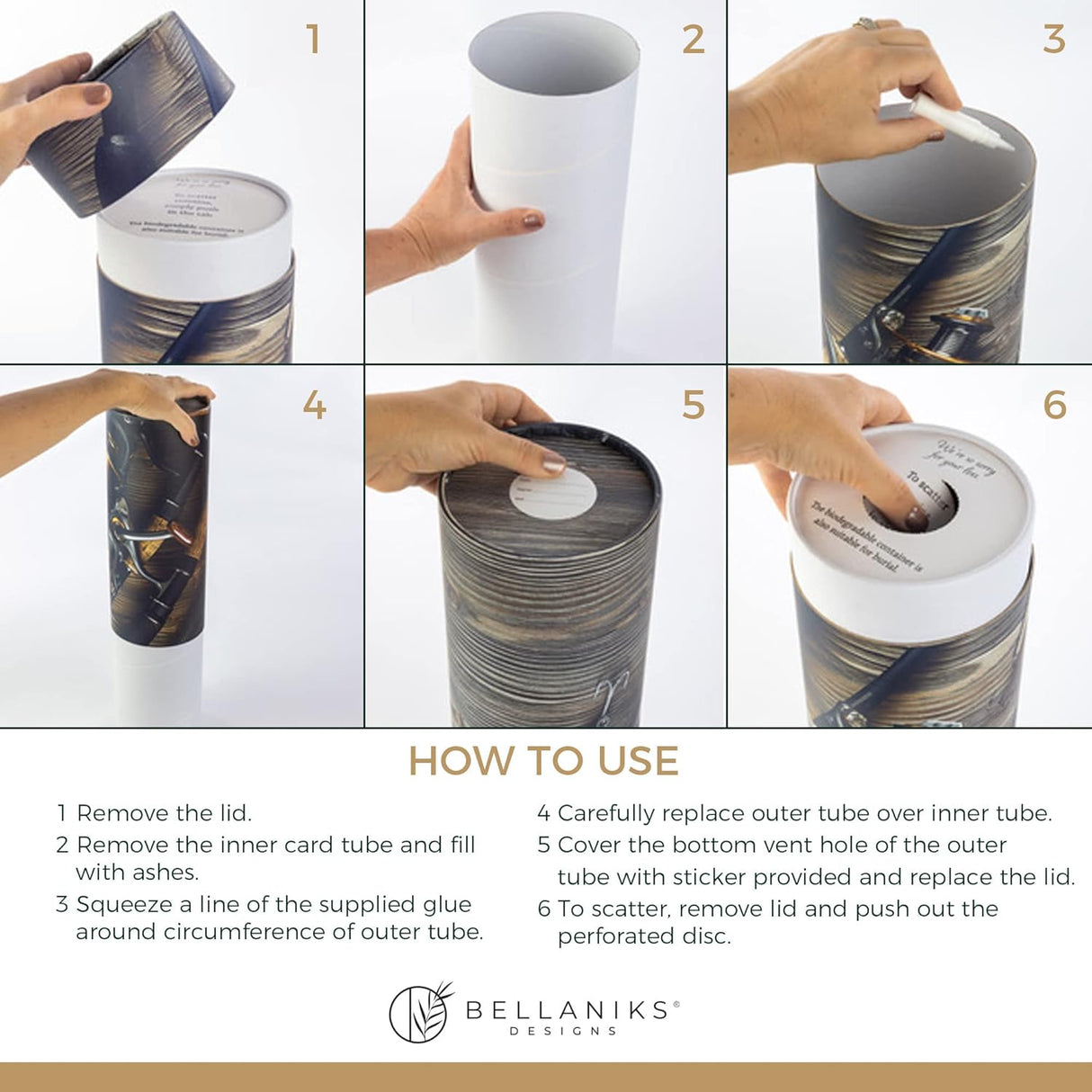 Scattering Tubes for Human Ashes - Cremation Urns for Burial, Travel, Transport & Spreading Cremains - Cabin-Safe Grey Memorial Container Keepsake - Grey Fishing Design Large 14.8" x 5"