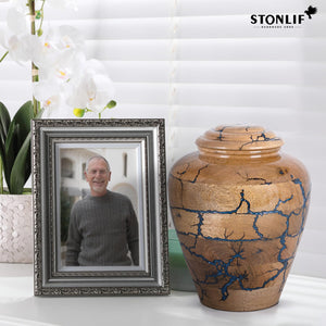 Wooden Cremation Urns for Human Ashes Adult Male 280 Cubic Inches - Urns for Ashes for Women & Men - Blue Urn for Adult Male - Decorative Urn - Burial and Funeral Urn - Blue, Extra Large 280lbs