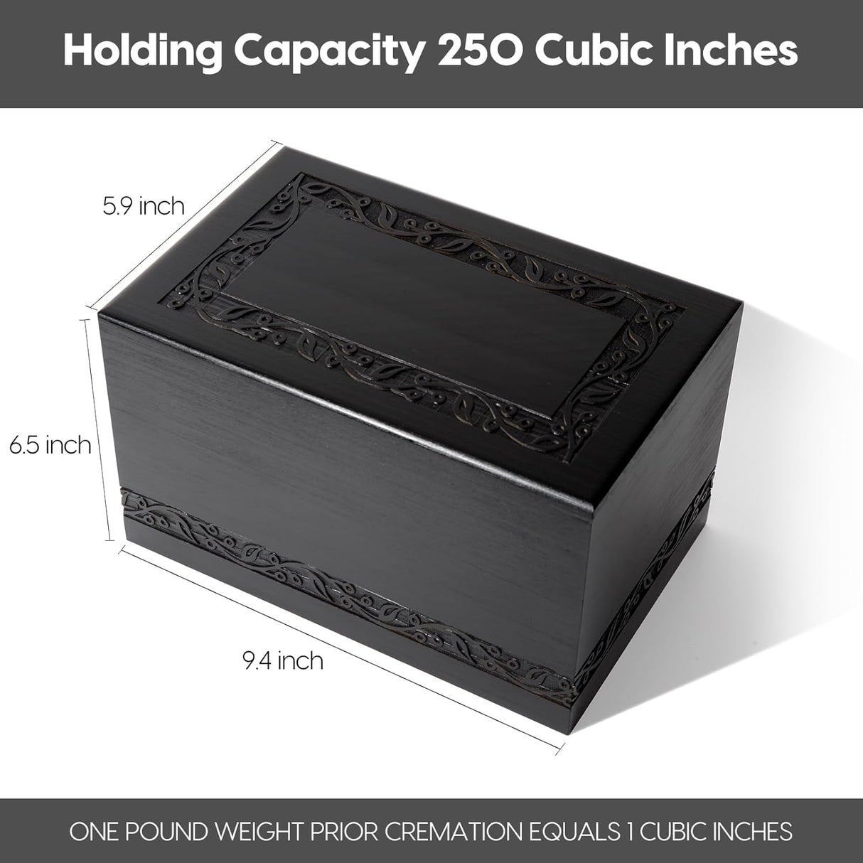 Wooden Urns for Human Ashes Adult Male Female, Up to 250 Cubic inches Tree of Life Wood Cremation Urns, Funeral Memorial Urns for Ashes Mom Dad (Black)