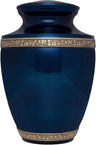 Blue Funeral Cremation Urn for Human Ashes - Hand Made in Brass - Suitable for Cemetery Burial or Niche - Large Size fits Remains of Adults up to 200 lbs - Torino Model