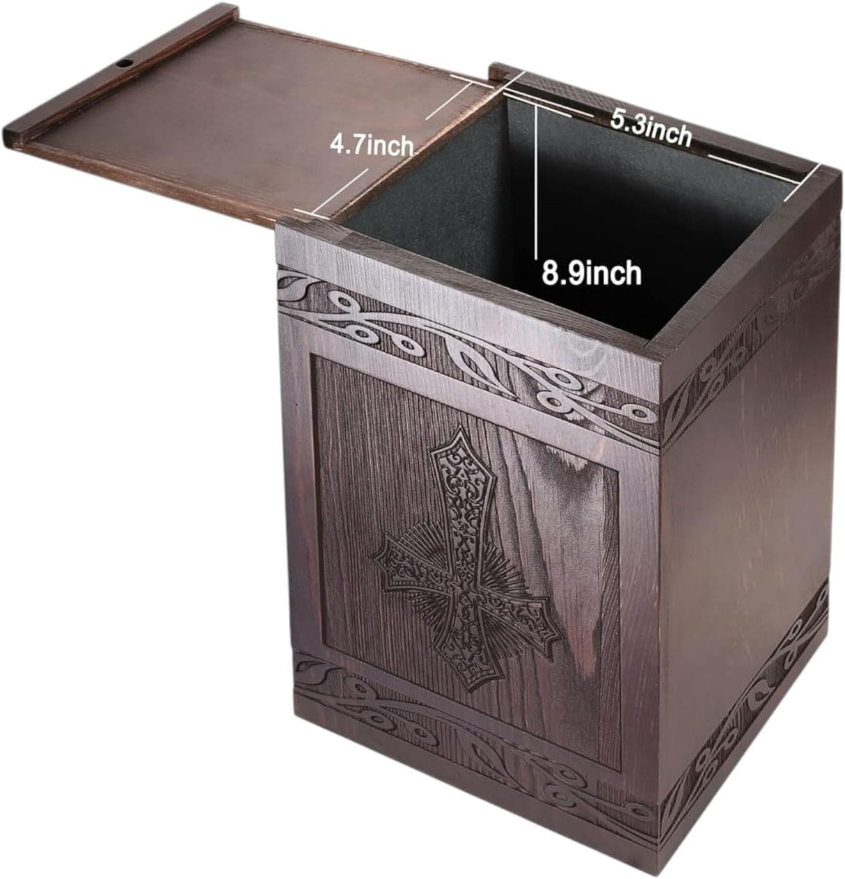 Wooden Carved Cross Cremation Urn for Human Ashes – Memorial Box for Adults, Children, and Pets (Holds 222 Cubic Inches)