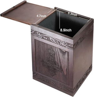 Wooden Carved Cross Cremation Urn for Human Ashes – Memorial Box for Adults, Children, and Pets (Holds 222 Cubic Inches)