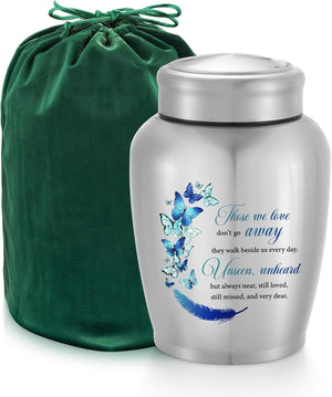 SOITIS Large Urns for Adult Male Female-Decorative Urns, Stainless Steel Funeral Keepsake for Ashes Remains Cremation Urn for Human Ashes for Women Man