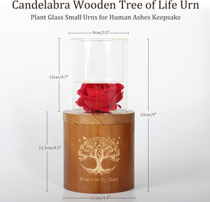 Plant Urn Wooden Tree of Life Urns with Candelabra Or Glass Planter,Small Urns for Human Ashes Keepsake,Memorial Keepsake Urn for Human Ashes,Small Cremation Earn for Adult Male Female