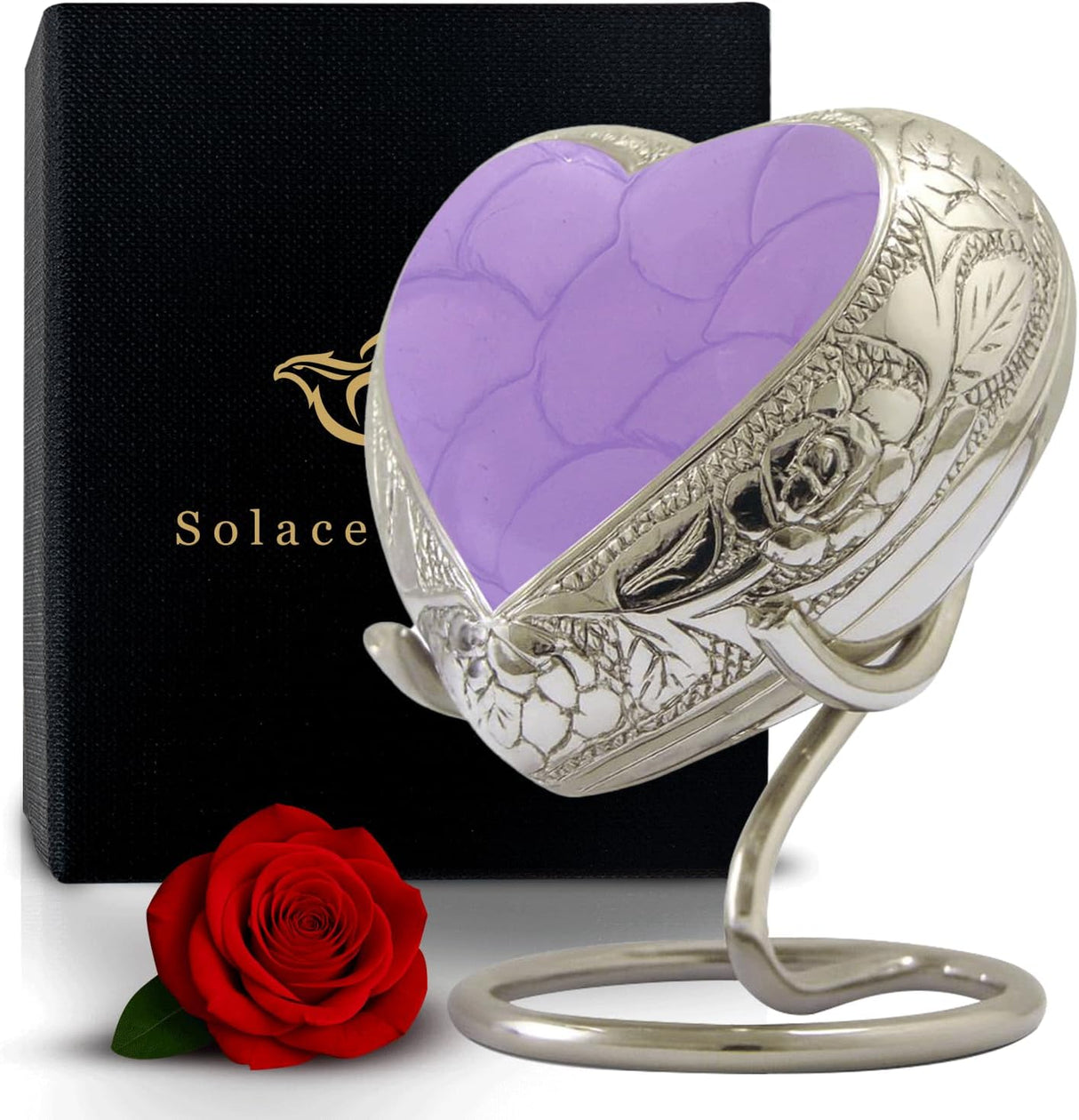 Small Urns for Human Ashes Keepsake - Memorial Keepsake Urn for Ashes for Women & Men - Heart Urn with Stand & Box - Honor Your Loved One with Mini Heart Shaped Urns (Lavender, Small)
