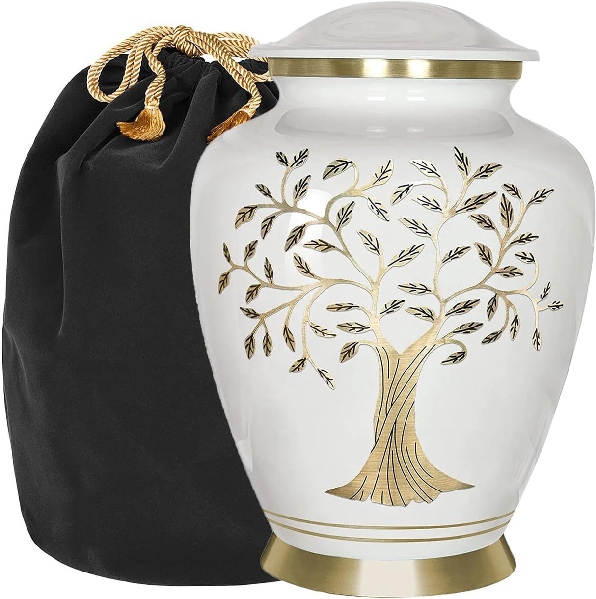 Trupoint Memorials Cremation Urns for Human Ashes, Tree of Life Decorative Burial Urn for Adult Men and Women, Large White