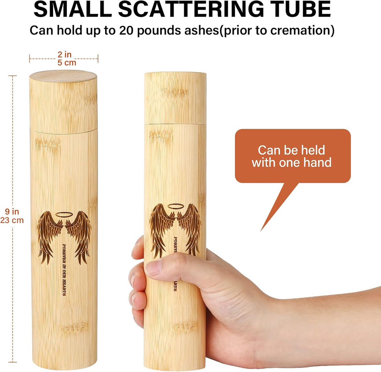 Bamboo Scattering Urns for Human Ashes,Eco Friendly Biodegradable Urn for Human Ashes,9''x2'' Small Scattering Tubes for Human Adult Ashes (Set of 4,Angel Wings Pattern)