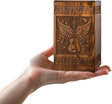 INTAJ Small Wooden Cremation Urns for Human Ashes Adult Male 20 Cubic Inches - Keepsake Urn for Ashes for Women & Men - Angel Wings Guitar Design, Wooden Carved Urn Box, Suitable for Burial & Funeral