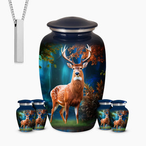 Set of 6 American Flag Decorative Cremation Urns for Ashes Adult Male & Female Includes 1 Large Urn with 4 Small Keepsakes & 1 NecklaceUrn for Human Ashes