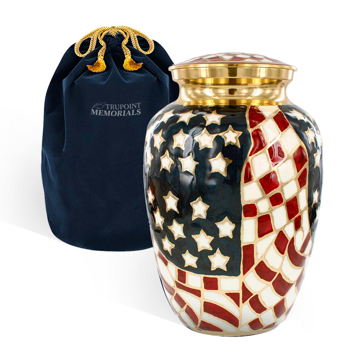Trupoint Memorials Cremation Urns for Human Ashes, Military and Patriotic Decorative Burial Urn for Veteran Adult Men and Women, Large Blue