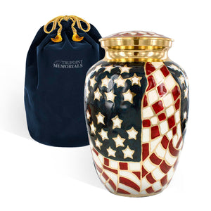 Trupoint Memorials Cremation Urns for Human Ashes, Military and Patriotic Decorative Burial Urn for Veteran Adult Men and Women, Large Blue