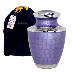 Trupoint Memorials Cremation Urn for Ashes for Women Female, Urns for Human Ashes Male, Engraved Mother of Pearl Funeral Urn for Adult Man, Silver Lining Large White