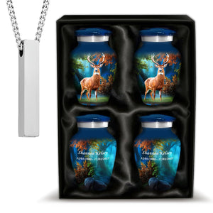 Set of 6 American Flag Decorative Cremation Urns for Ashes Adult Male & Female Includes 1 Large Urn with 4 Small Keepsakes & 1 NecklaceUrn for Human Ashes