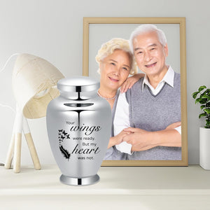 shajwo Large Cremation Urn for Ashes Human Adult Female Male Angel Wings Stainless Steel Urn for Human Ashes for Women Men Memorial Burial Funeral Decorative Urns for Ashes Keepsake Up to 220 IBS