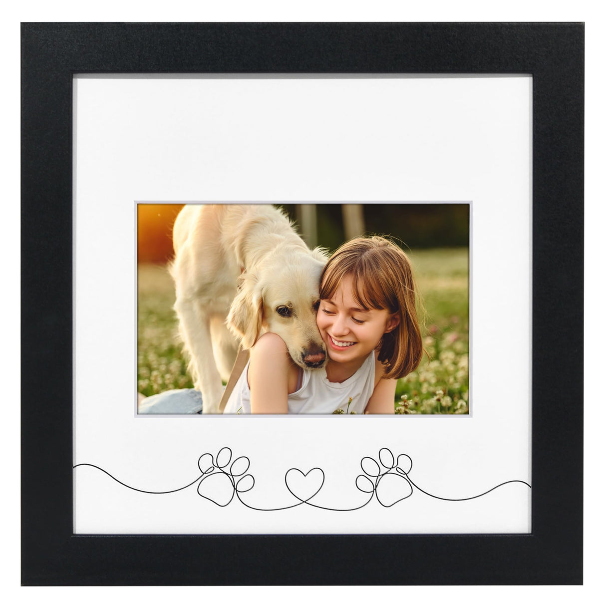 Americanflat Memorial Picture Frame with Shatter-Resistant Glass - Use as 4x6 Picture Frame with 3 Interchangeable Mats or Display 8x8 Photos without Mat - Signature Collection - Funeral Gifts - Black