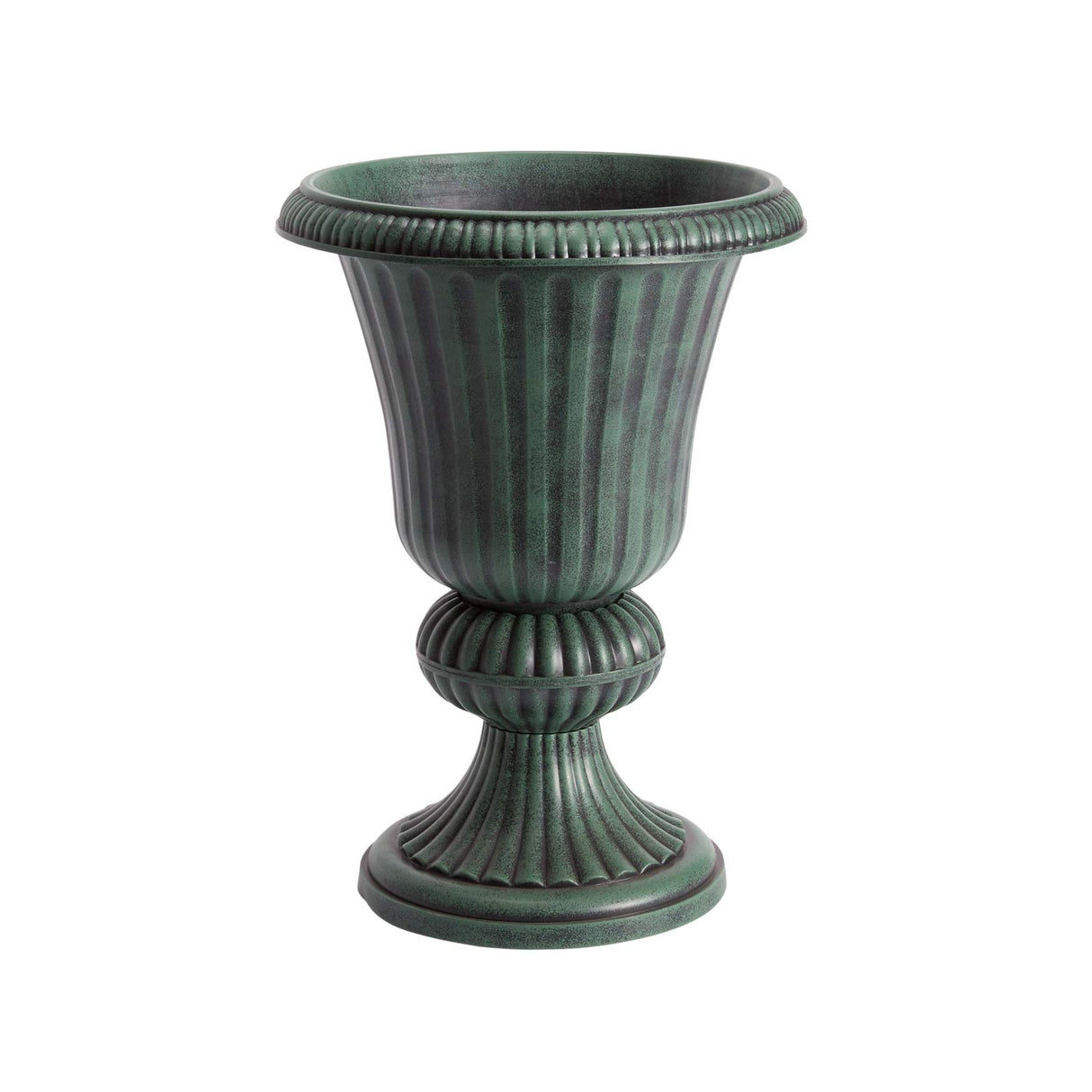 BrylaneHome Embry Urn Plastic Planter 14.5" W x 20" H - Drainage Hole, Suitable for Outdoor & Garden - Bronze