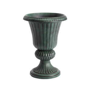 BrylaneHome Embry Urn Plastic Planter 14.5" W x 20" H - Drainage Hole, Suitable for Outdoor & Garden - Bronze