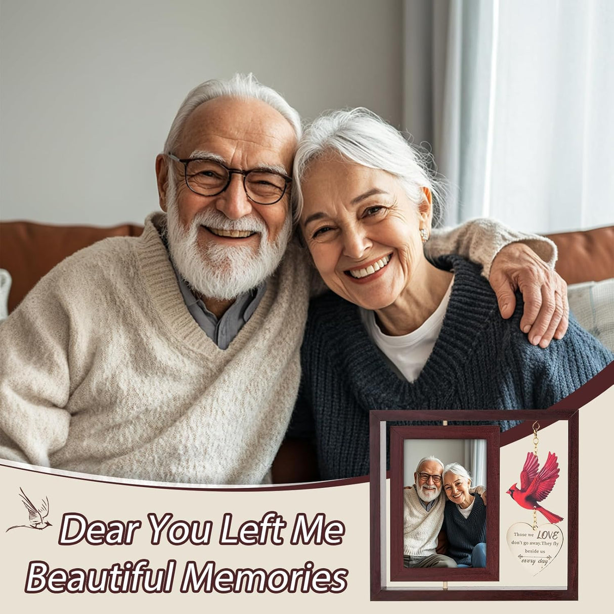 Sympathy Gifts for Loss of Loved One: Double 4x6 Photos, Cardinal Memorial Picture Frame for Mother, Remembrance Gift in Loving Memory with Touching Text